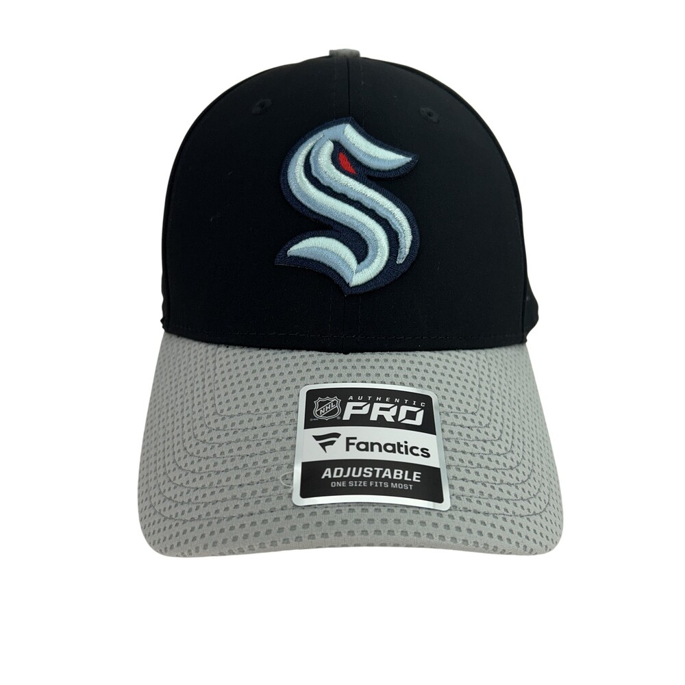 Seattle Kraken Hat Cap Snap Back Black Gray NHL Hockey Mens One Size Fanatics